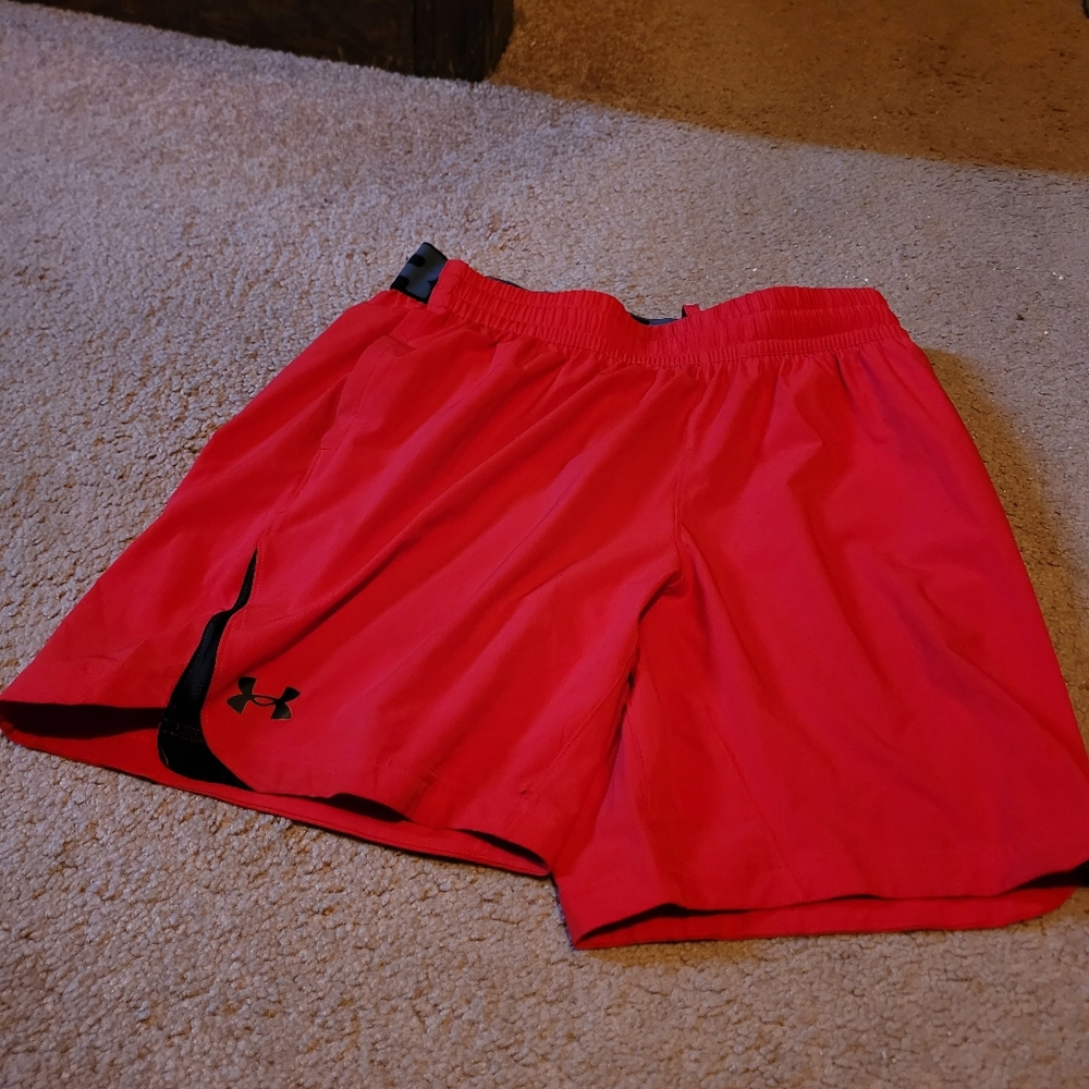 Red Under Armour shorts